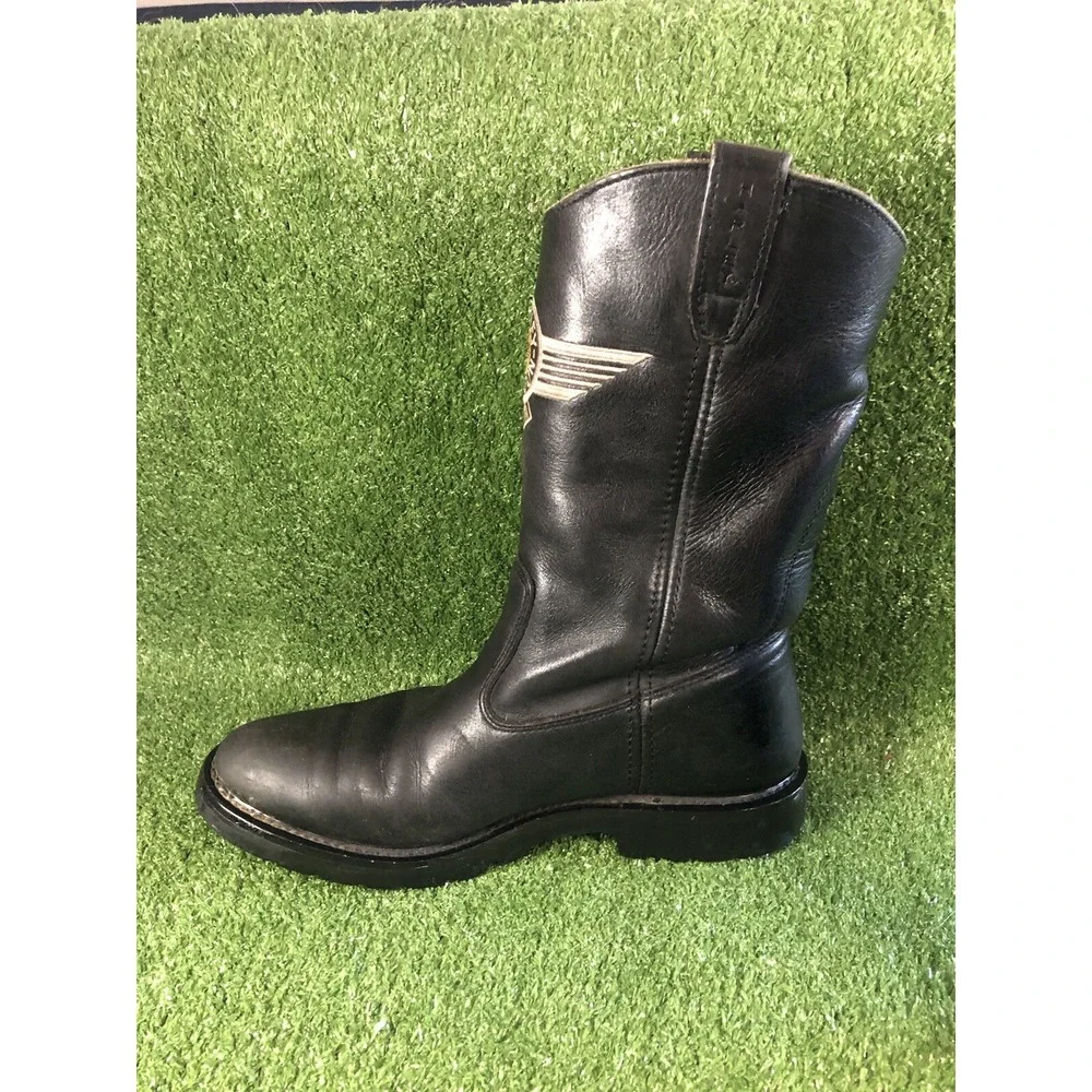 Vintage Harley Davidson USA Black Leather Motorcycle Cowboy Boots Mens 9